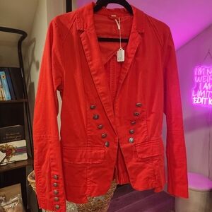 Free People Vibrant Red Blazer, Vintage